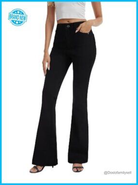 Womens Curvy Stretchy Bootcut Flare High Rise Denim Jeans Wide Hem